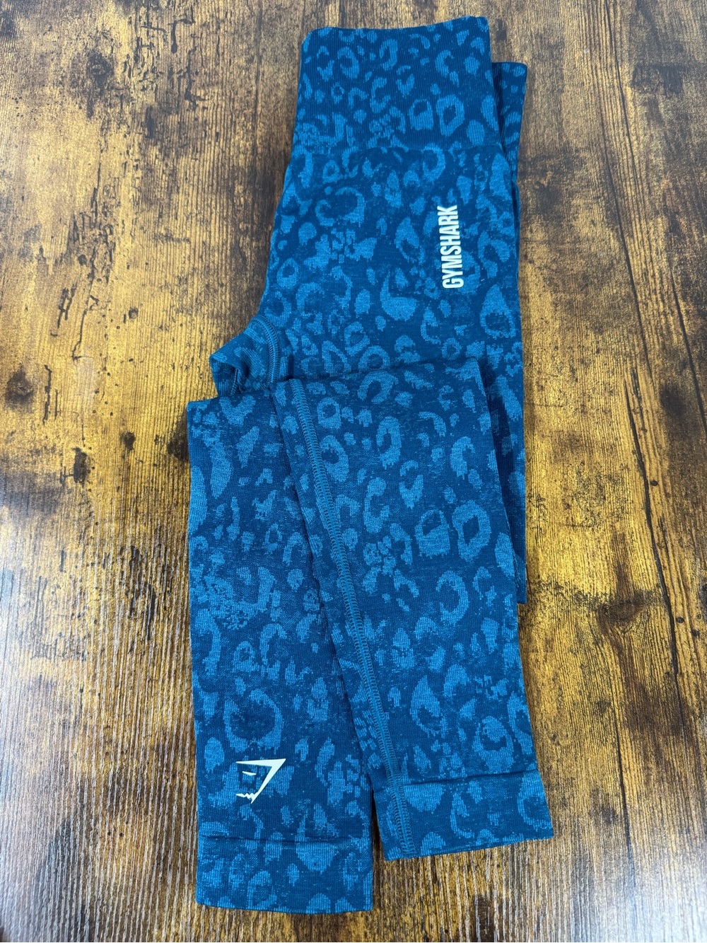 Gymshark Kids Blue Leopard-Print Active Leggings